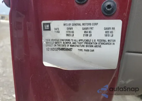 2004 Chevrolet Classic from USA, damaged, VIN 1G1ND52F64M596487